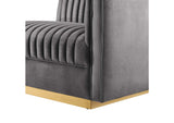 EEI-6032-GRY Sanguine Channel Tufted Performance Velvet Modular Sectional Sofa Right-Arm Chair By Modway