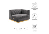 EEI-6032-GRY Sanguine Channel Tufted Performance Velvet Modular Sectional Sofa Right-Arm Chair By Modway