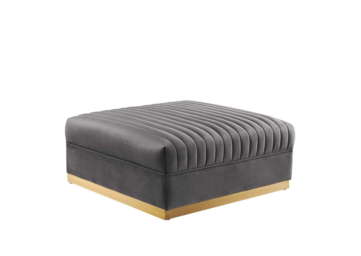 EEI-6036-GRY Sanguine Channel Tufted Performance Velvet Modular Sectional Sofa Ottoman By Modway
