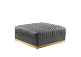EEI-6036-GRY Sanguine Channel Tufted Performance Velvet Modular Sectional Sofa Ottoman By Modway