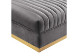 EEI-6036-GRY Sanguine Channel Tufted Performance Velvet Modular Sectional Sofa Ottoman By Modway
