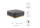 EEI-6036-GRY Sanguine Channel Tufted Performance Velvet Modular Sectional Sofa Ottoman By Modway