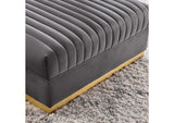 EEI-6036-GRY Sanguine Channel Tufted Performance Velvet Modular Sectional Sofa Ottoman By Modway