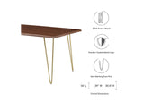EEI-6070-GLD-WAL Ardor 74" Live Edge Acacia Wood Acacia Wood Dining Table By Modway