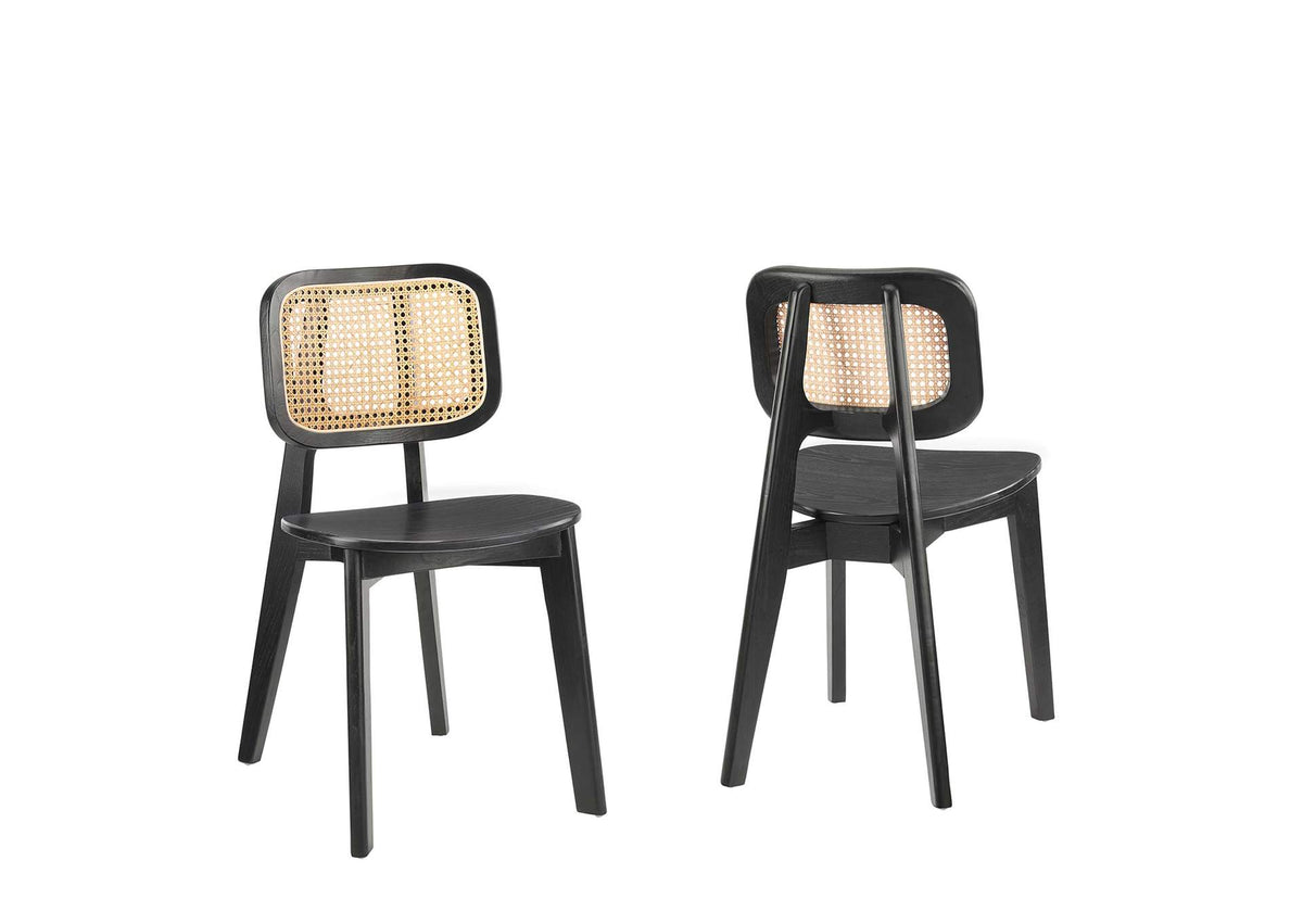 EEI-6077-BLK Habitat Wood Dining Side Chair Set Of 2 By Modway