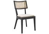 EEI-6080-BLK-BEI Caledonia Fabric Upholstered Wood Dining Chair Set Of 2 By Modway