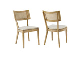 EEI-6080-GRY-BEI Caledonia Fabric Upholstered Wood Dining Chair Set Of 2 By Modway