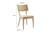 EEI-6080-GRY-BEI Caledonia Fabric Upholstered Wood Dining Chair Set Of 2 By Modway