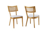 EEI-6080-NAT-WHI Caledonia Fabric Upholstered Wood Dining Chair Set Of 2 By Modway
