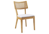 EEI-6080-NAT-WHI Caledonia Fabric Upholstered Wood Dining Chair Set Of 2 By Modway