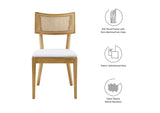 EEI-6080-NAT-WHI Caledonia Fabric Upholstered Wood Dining Chair Set Of 2 By Modway