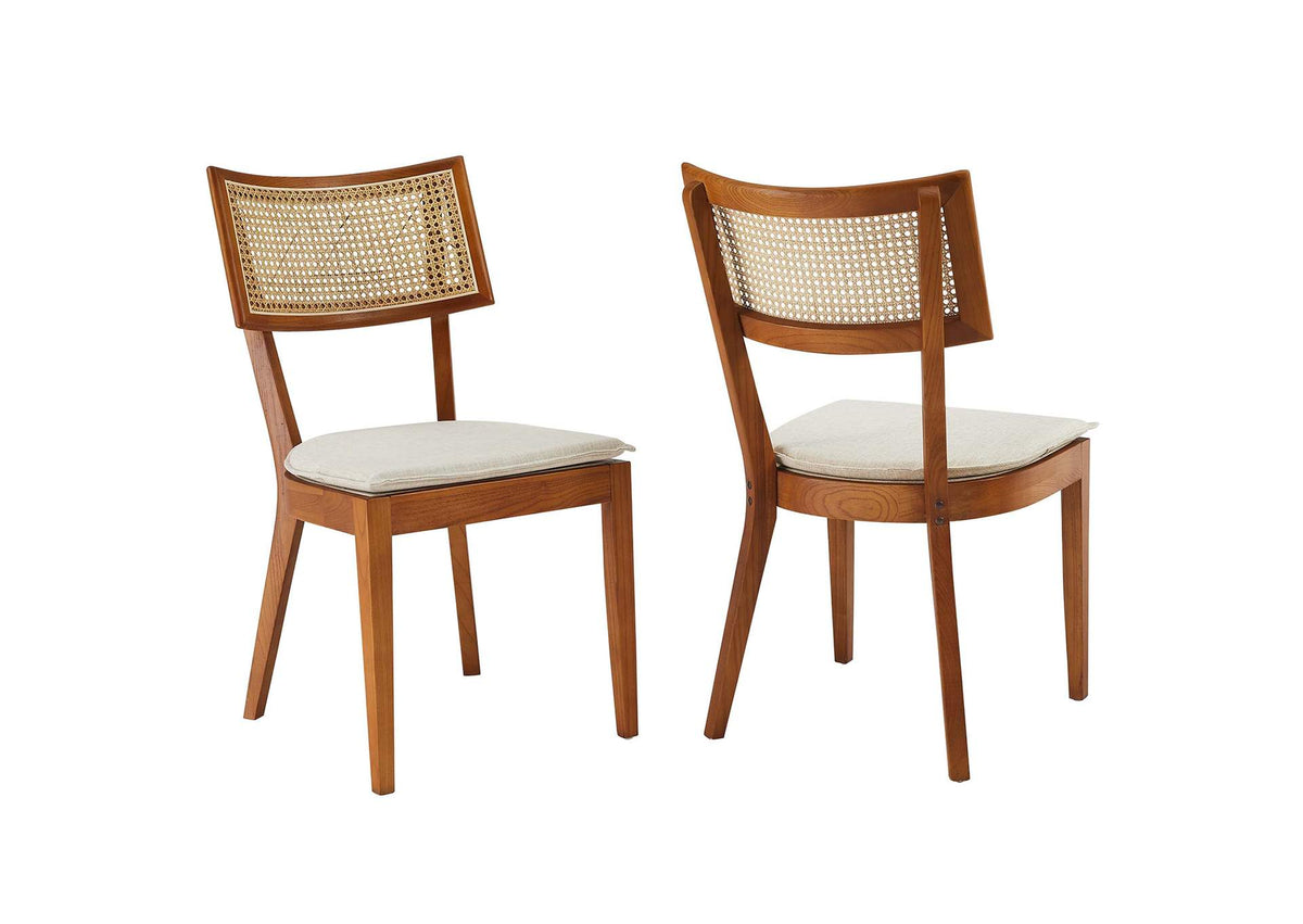 EEI-6080-WAL-BEI Caledonia Fabric Upholstered Wood Dining Chair Set Of 2 By Modway