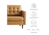 EEI-6100-TAN Exalt Tufted Leather Loveseat By Modway