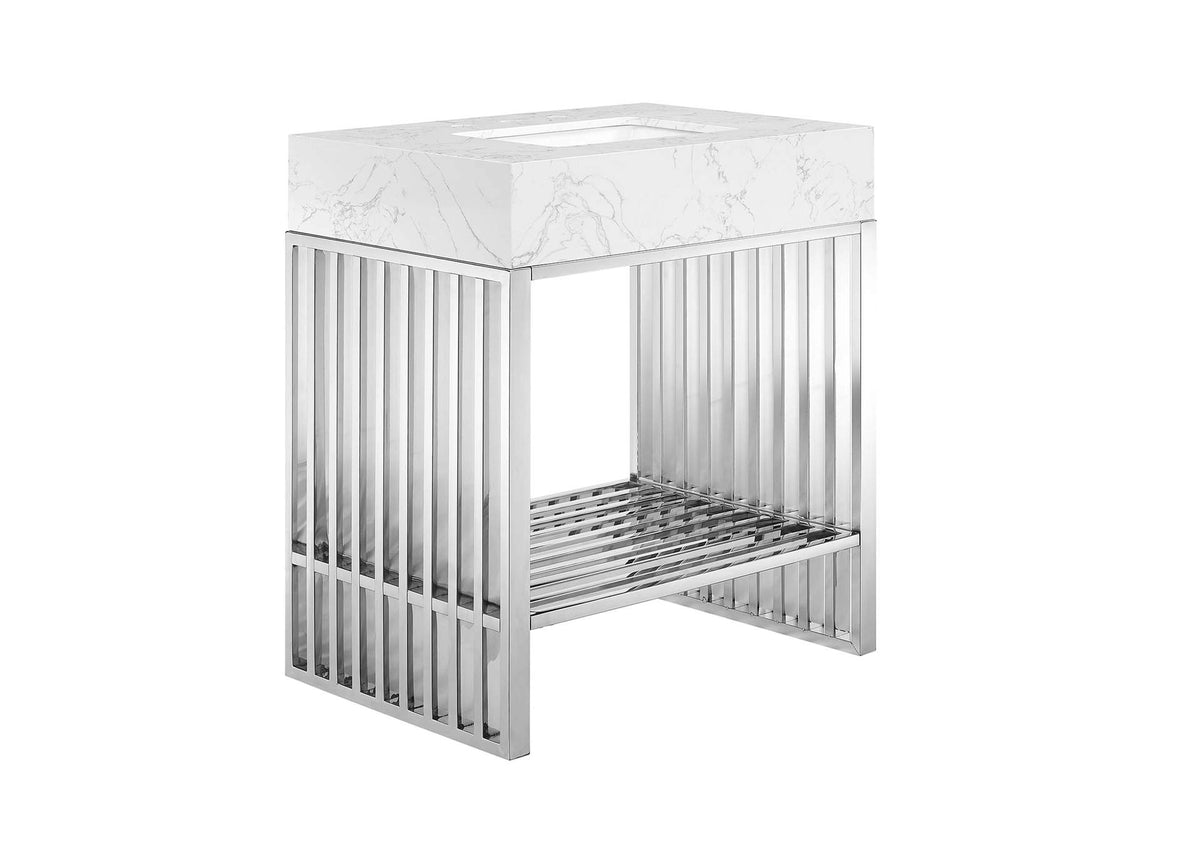 EEI-6105-WHI-SLV Gridiron 30" Bathroom Vanity By Modway