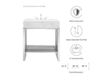 EEI-6105-WHI-SLV Gridiron 30" Bathroom Vanity By Modway