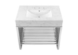 EEI-6107-WHI-SLV Gridiron 36" Bathroom Vanity By Modway