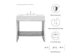 EEI-6107-WHI-SLV Gridiron 36" Bathroom Vanity By Modway
