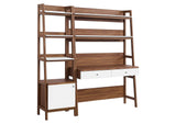 EEI-6111-WAL-WHI Bixby 2-Piece Wood Office Desk And Bookshelf By Modway