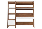 EEI-6111-WAL-WHI Bixby 2-Piece Wood Office Desk And Bookshelf By Modway