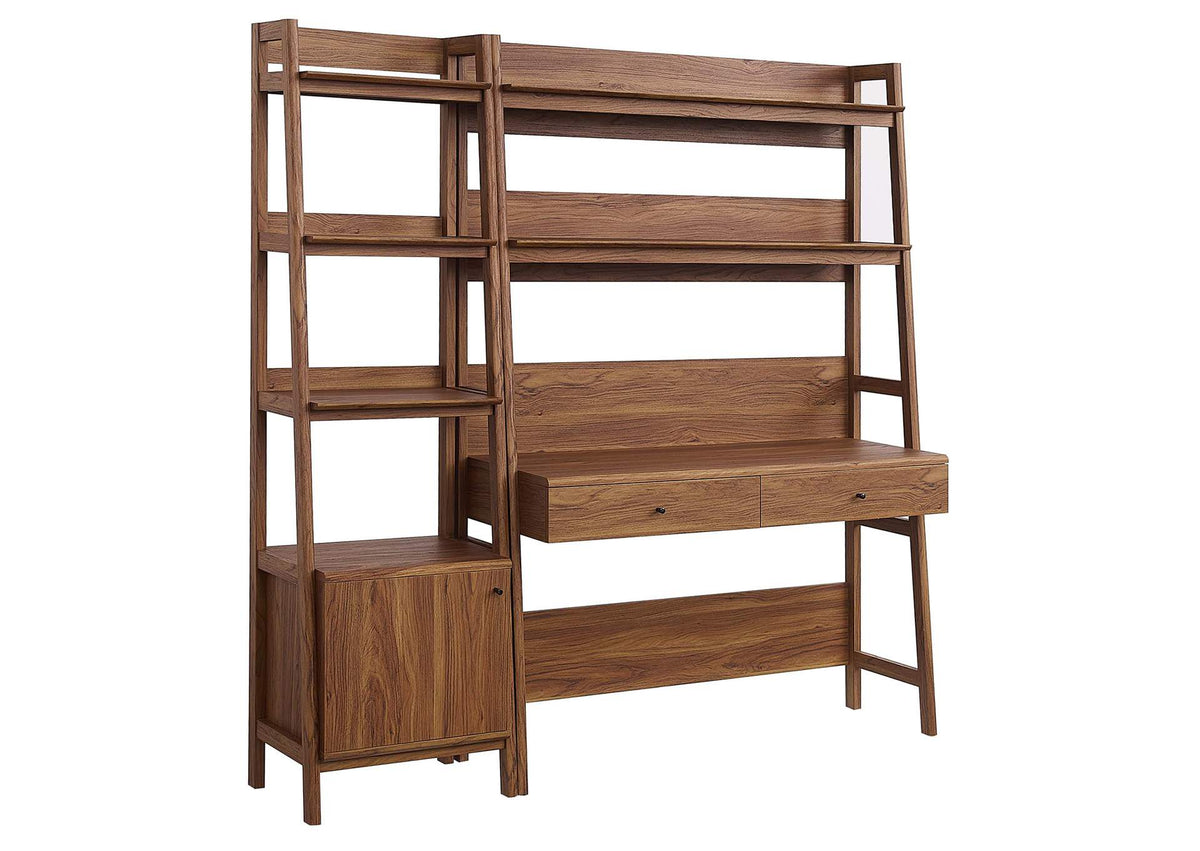 EEI-6111-WAL Bixby 2-Piece Wood Office Desk And Bookshelf By Modway