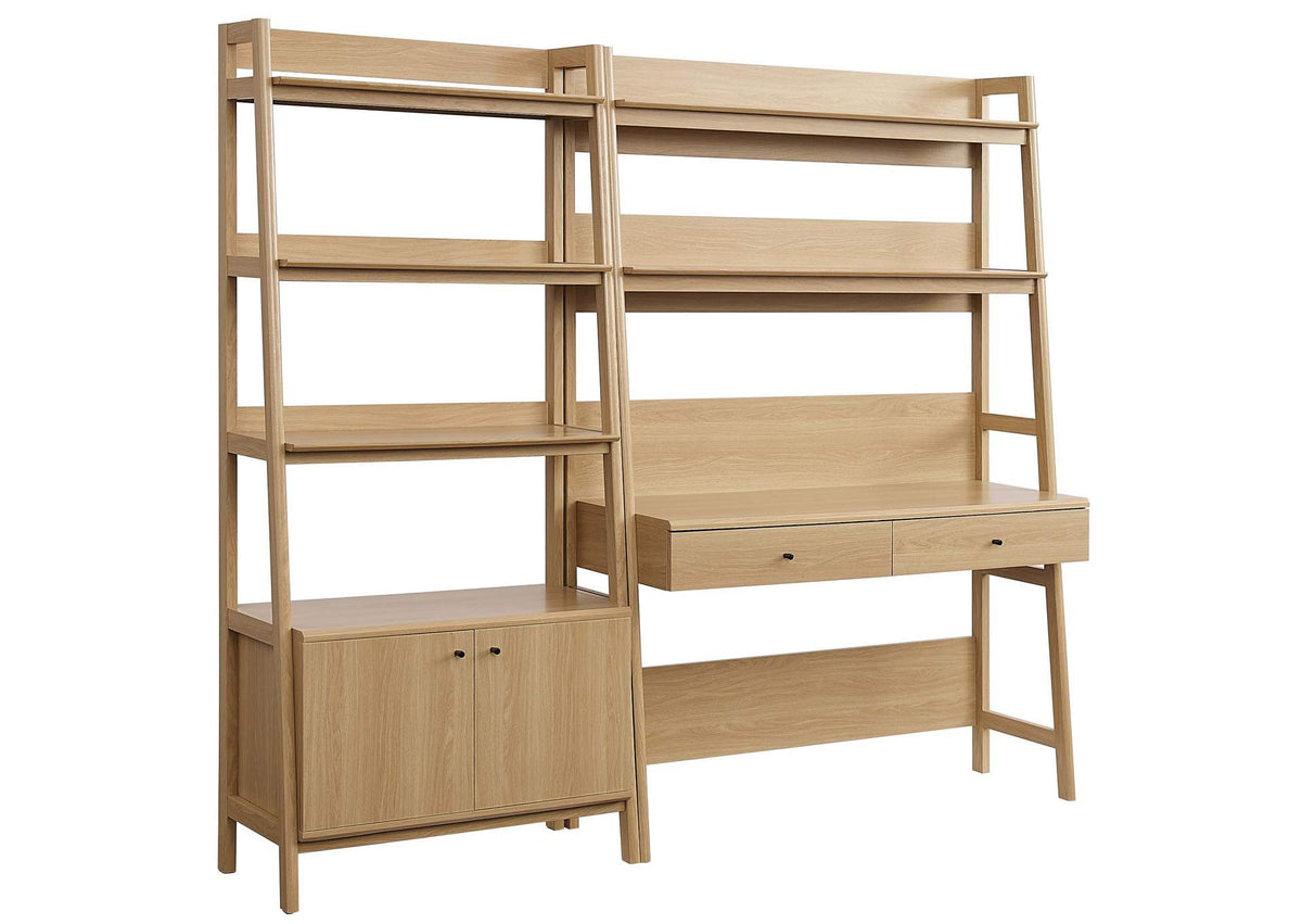 EEI-6112-OAK Bixby 2-Piece Wood Office Desk And Bookshelf By Modway