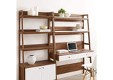 EEI-6112-WAL-WHI Bixby 2-Piece Wood Office Desk And Bookshelf By Modway