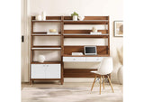 EEI-6112-WAL-WHI Bixby 2-Piece Wood Office Desk And Bookshelf By Modway