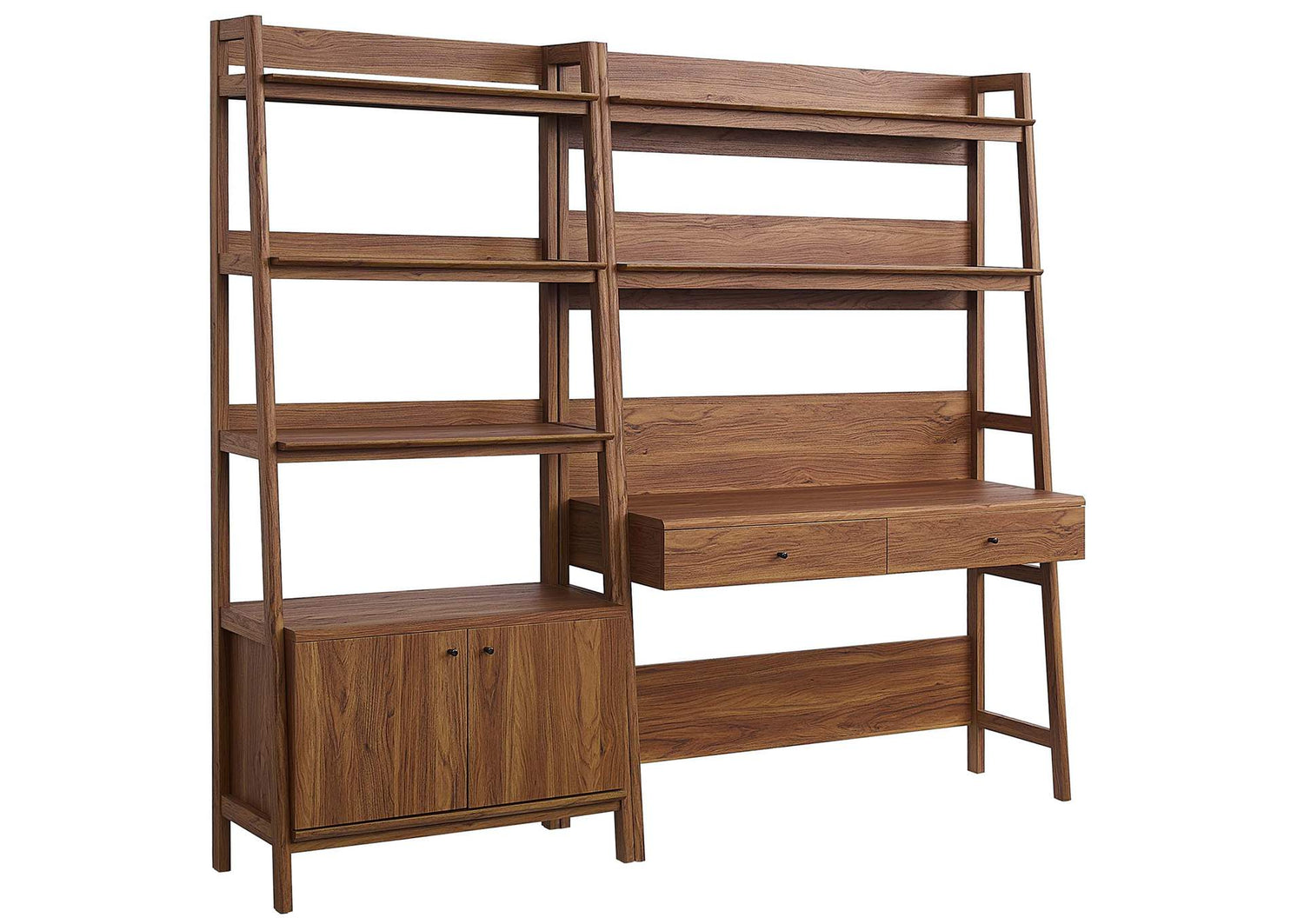 EEI-6112-WAL Bixby 2-Piece Wood Office Desk And Bookshelf By Modway