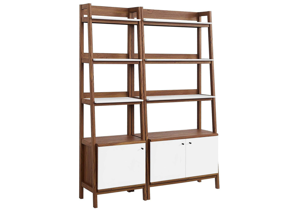 EEI-6113-WAL-WHI Bixby Wood Bookshelves Set Of 2 By Modway
