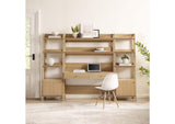 EEI-6114-OAK Bixby 3-Piece Wood Office Desk And Bookshelf By Modway