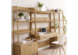 EEI-6115-OAK Bixby 3-Piece Wood Office Desk And Bookshelf By Modway
