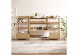 EEI-6115-OAK Bixby 3-Piece Wood Office Desk And Bookshelf By Modway