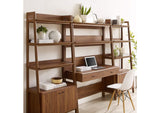 EEI-6115-WAL Bixby 3-Piece Wood Office Desk And Bookshelf By Modway