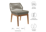 EEI-6118-LGR-GRG Wellspring 5 Piece Outdoor Patio Teak Wood Dining Set By Modway