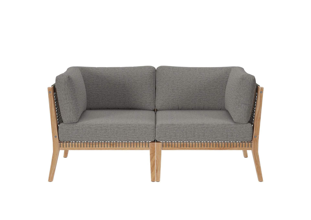 EEI-6119-GRY-GPH Clearwater Outdoor Patio Teak Wood Loveseat By Modway