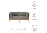 EEI-6119-GRY-GPH Clearwater Outdoor Patio Teak Wood Loveseat By Modway