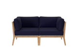 EEI-6119-GRY-NAV Clearwater Outdoor Patio Teak Wood Loveseat By Modway