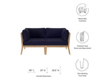 EEI-6119-GRY-NAV Clearwater Outdoor Patio Teak Wood Loveseat By Modway