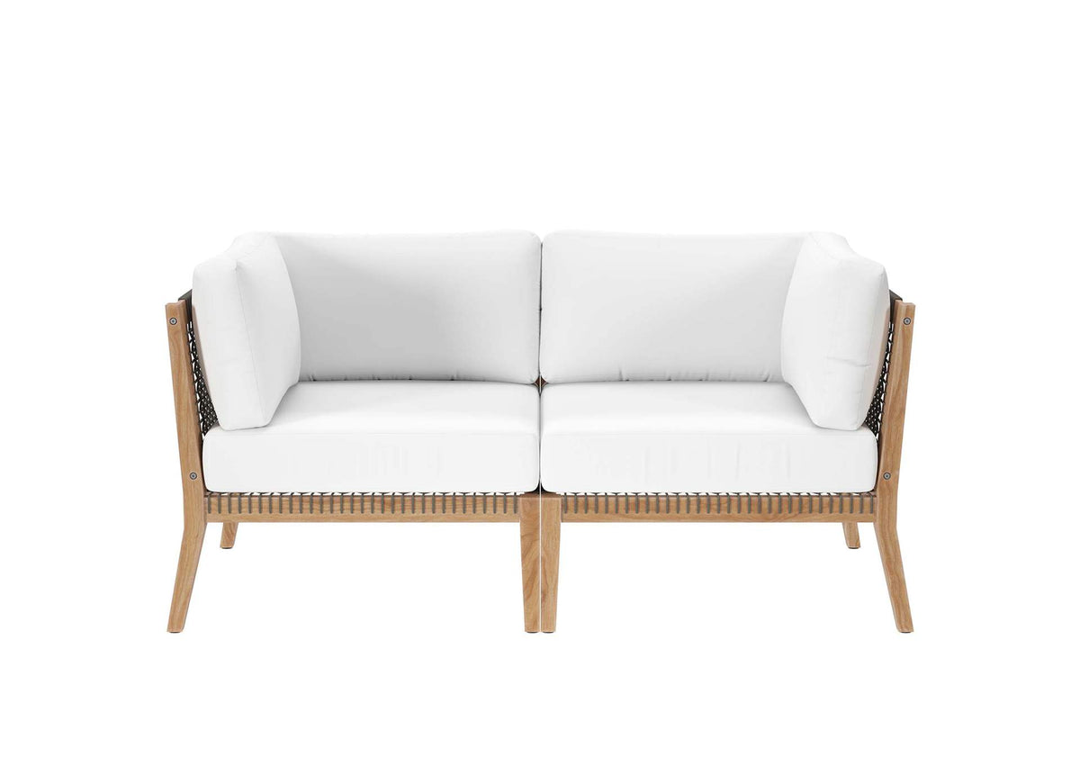 EEI-6119-GRY-WHI Clearwater Outdoor Patio Teak Wood Loveseat By Modway