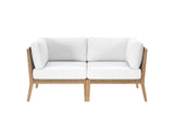 EEI-6119-GRY-WHI Clearwater Outdoor Patio Teak Wood Loveseat By Modway