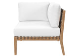 EEI-6119-GRY-WHI Clearwater Outdoor Patio Teak Wood Loveseat By Modway