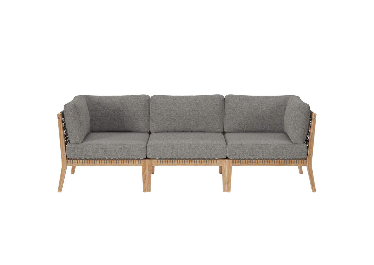 EEI-6120-GRY-GPH Clearwater Outdoor Patio Teak Wood Sofa By Modway