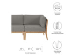 EEI-6120-GRY-GPH Clearwater Outdoor Patio Teak Wood Sofa By Modway