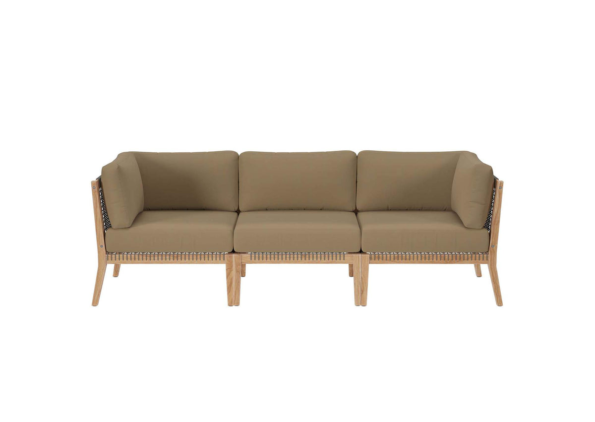 EEI-6120-GRY-LBR Clearwater Outdoor Patio Teak Wood Sofa By Modway