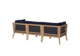 EEI-6120-GRY-NAV Clearwater Outdoor Patio Teak Wood Sofa By Modway