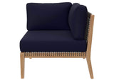 EEI-6120-GRY-NAV Clearwater Outdoor Patio Teak Wood Sofa By Modway