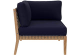 EEI-6120-GRY-NAV Clearwater Outdoor Patio Teak Wood Sofa By Modway