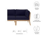 EEI-6120-GRY-NAV Clearwater Outdoor Patio Teak Wood Sofa By Modway