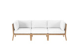 EEI-6120-GRY-WHI Clearwater Outdoor Patio Teak Wood Sofa By Modway