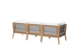 EEI-6120-GRY-WHI Clearwater Outdoor Patio Teak Wood Sofa By Modway